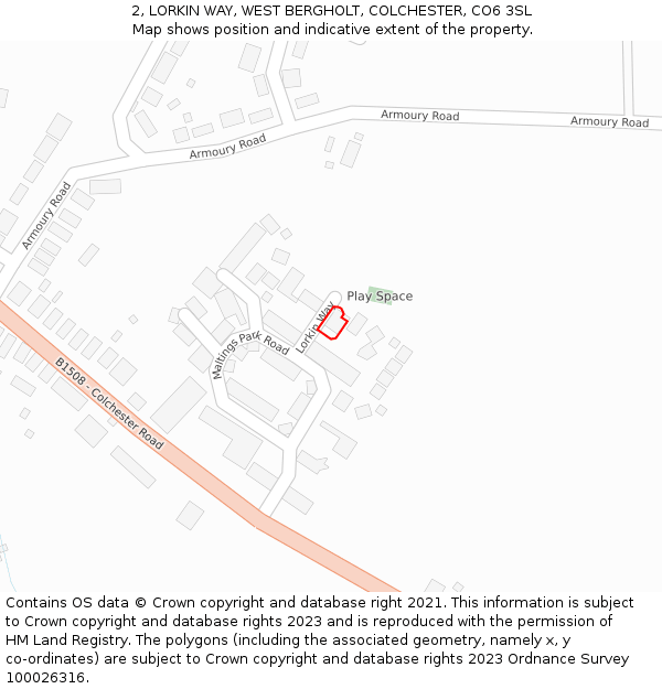 2, LORKIN WAY, WEST BERGHOLT, COLCHESTER, CO6 3SL: Location map and indicative extent of plot