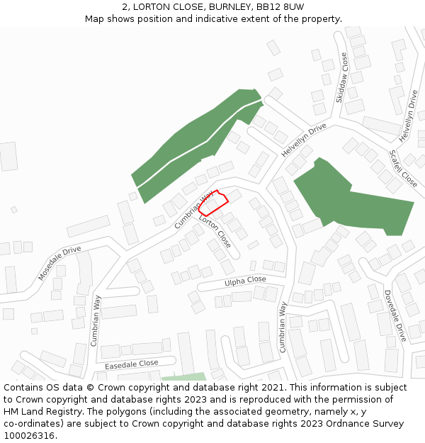 2, LORTON CLOSE, BURNLEY, BB12 8UW: Location map and indicative extent of plot