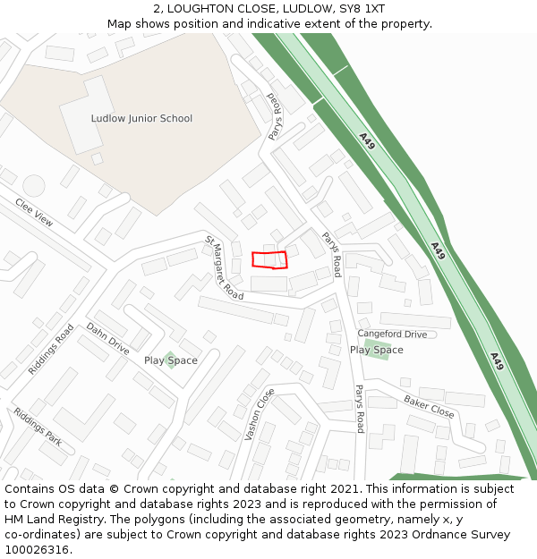 2, LOUGHTON CLOSE, LUDLOW, SY8 1XT: Location map and indicative extent of plot