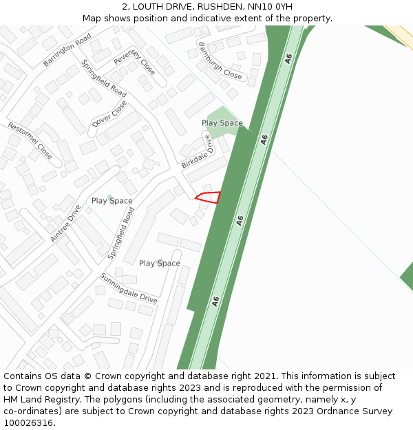 2, LOUTH DRIVE, RUSHDEN, NN10 0YH: Location map and indicative extent of plot