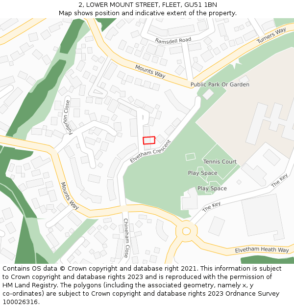 2, LOWER MOUNT STREET, FLEET, GU51 1BN: Location map and indicative extent of plot