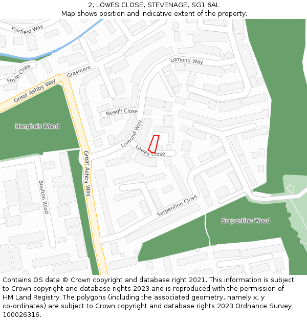 2, LOWES CLOSE, STEVENAGE, SG1 6AL: Location map and indicative extent of plot