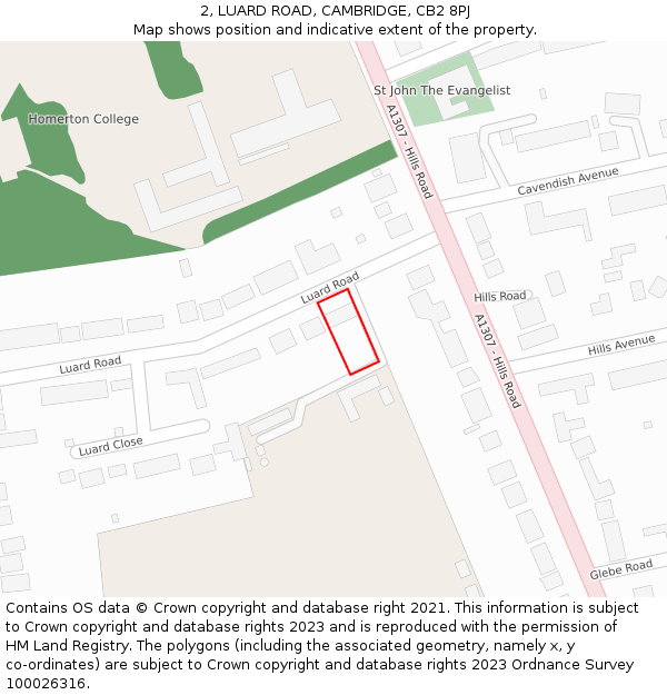 2, LUARD ROAD, CAMBRIDGE, CB2 8PJ: Location map and indicative extent of plot