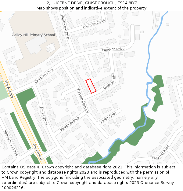 2, LUCERNE DRIVE, GUISBOROUGH, TS14 8DZ: Location map and indicative extent of plot