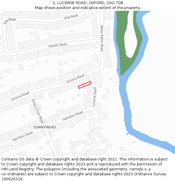 2, LUCERNE ROAD, OXFORD, OX2 7QB: Location map and indicative extent of plot