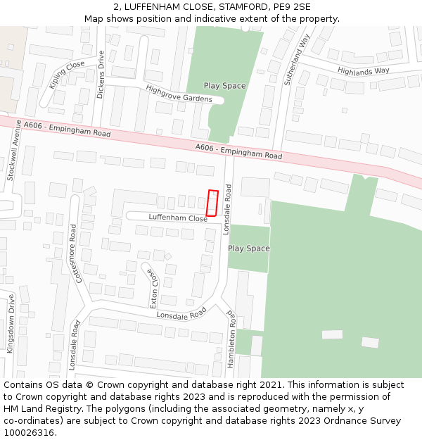 2, LUFFENHAM CLOSE, STAMFORD, PE9 2SE: Location map and indicative extent of plot