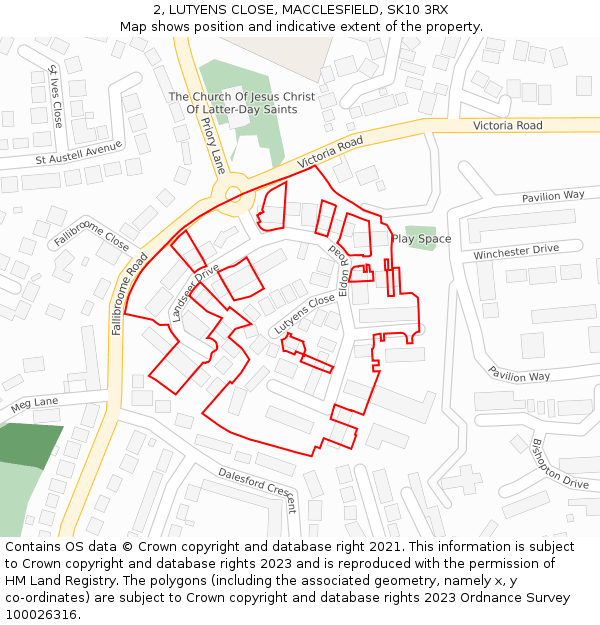 2, LUTYENS CLOSE, MACCLESFIELD, SK10 3RX: Location map and indicative extent of plot