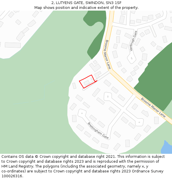 2, LUTYENS GATE, SWINDON, SN3 1SF: Location map and indicative extent of plot
