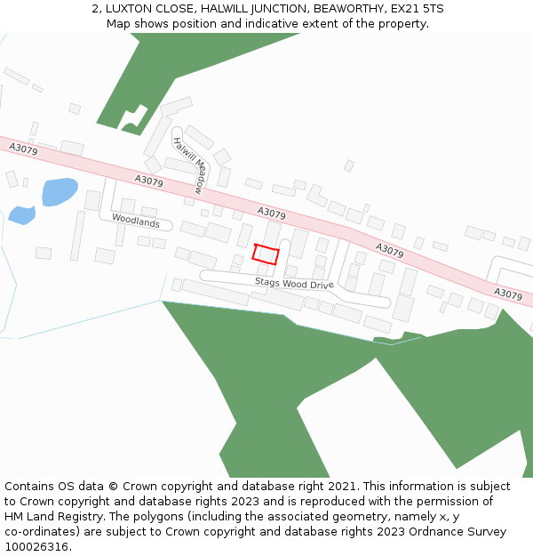 2, LUXTON CLOSE, HALWILL JUNCTION, BEAWORTHY, EX21 5TS: Location map and indicative extent of plot