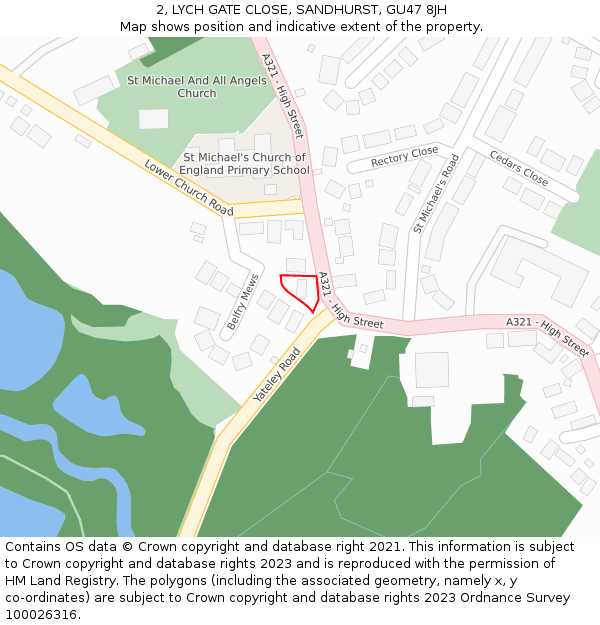 2, LYCH GATE CLOSE, SANDHURST, GU47 8JH: Location map and indicative extent of plot