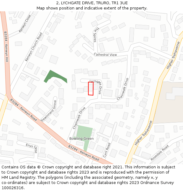 2, LYCHGATE DRIVE, TRURO, TR1 3UE: Location map and indicative extent of plot