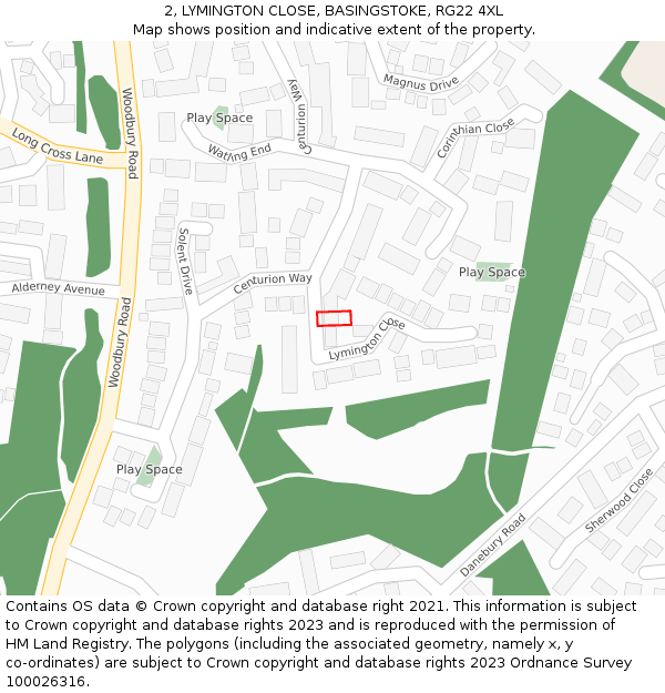 2, LYMINGTON CLOSE, BASINGSTOKE, RG22 4XL: Location map and indicative extent of plot