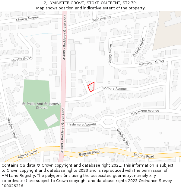 2, LYMINSTER GROVE, STOKE-ON-TRENT, ST2 7PL: Location map and indicative extent of plot
