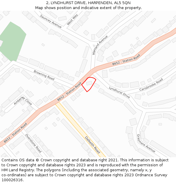 2, LYNDHURST DRIVE, HARPENDEN, AL5 5QN: Location map and indicative extent of plot