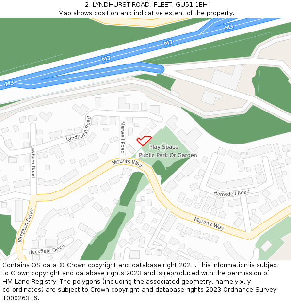 2, LYNDHURST ROAD, FLEET, GU51 1EH: Location map and indicative extent of plot