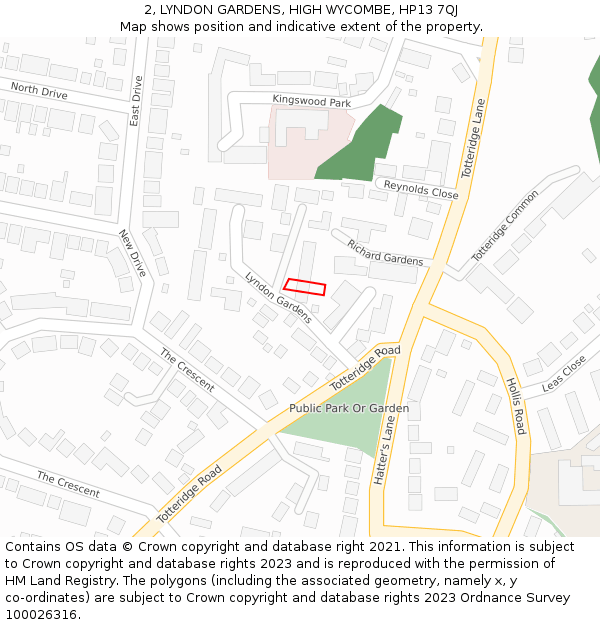 2, LYNDON GARDENS, HIGH WYCOMBE, HP13 7QJ: Location map and indicative extent of plot