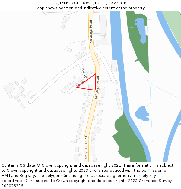 2, LYNSTONE ROAD, BUDE, EX23 8LR: Location map and indicative extent of plot