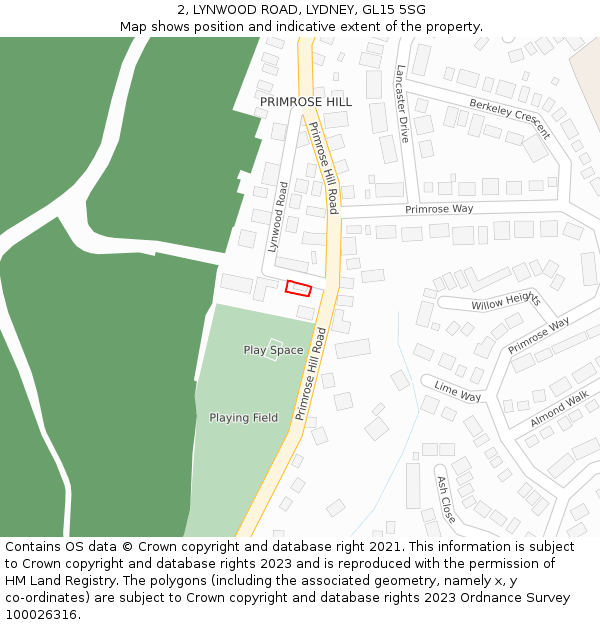 2, LYNWOOD ROAD, LYDNEY, GL15 5SG: Location map and indicative extent of plot