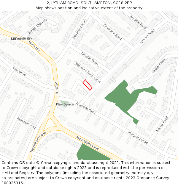 2, LYTHAM ROAD, SOUTHAMPTON, SO18 2BP: Location map and indicative extent of plot