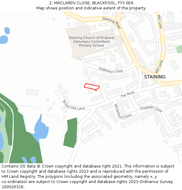 2, MACLAREN CLOSE, BLACKPOOL, FY3 0EA: Location map and indicative extent of plot