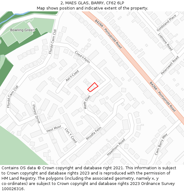 2, MAES GLAS, BARRY, CF62 6LP: Location map and indicative extent of plot