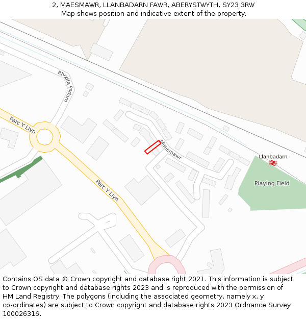 2, MAESMAWR, LLANBADARN FAWR, ABERYSTWYTH, SY23 3RW: Location map and indicative extent of plot