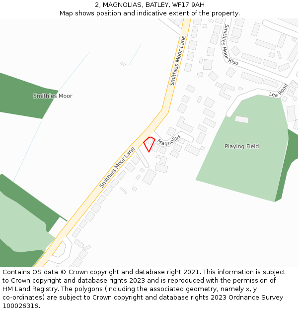 2, MAGNOLIAS, BATLEY, WF17 9AH: Location map and indicative extent of plot