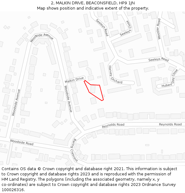 2, MALKIN DRIVE, BEACONSFIELD, HP9 1JN: Location map and indicative extent of plot