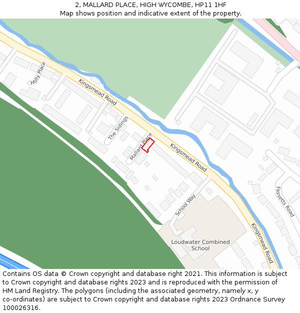 2, MALLARD PLACE, HIGH WYCOMBE, HP11 1HF: Location map and indicative extent of plot