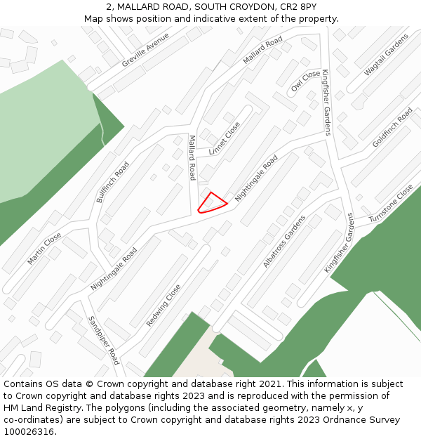 2, MALLARD ROAD, SOUTH CROYDON, CR2 8PY: Location map and indicative extent of plot