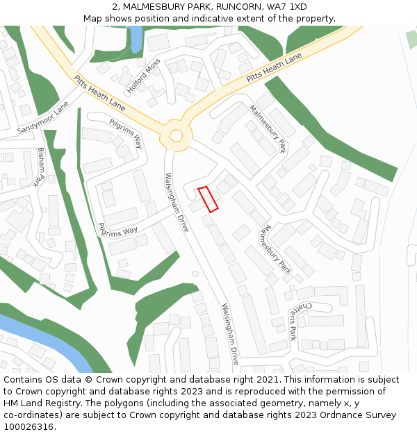 2, MALMESBURY PARK, RUNCORN, WA7 1XD: Location map and indicative extent of plot
