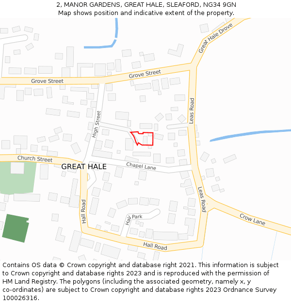 2, MANOR GARDENS, GREAT HALE, SLEAFORD, NG34 9GN: Location map and indicative extent of plot