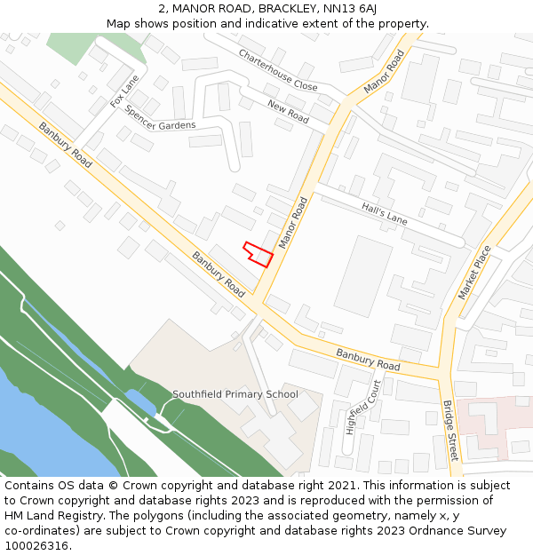 2, MANOR ROAD, BRACKLEY, NN13 6AJ: Location map and indicative extent of plot