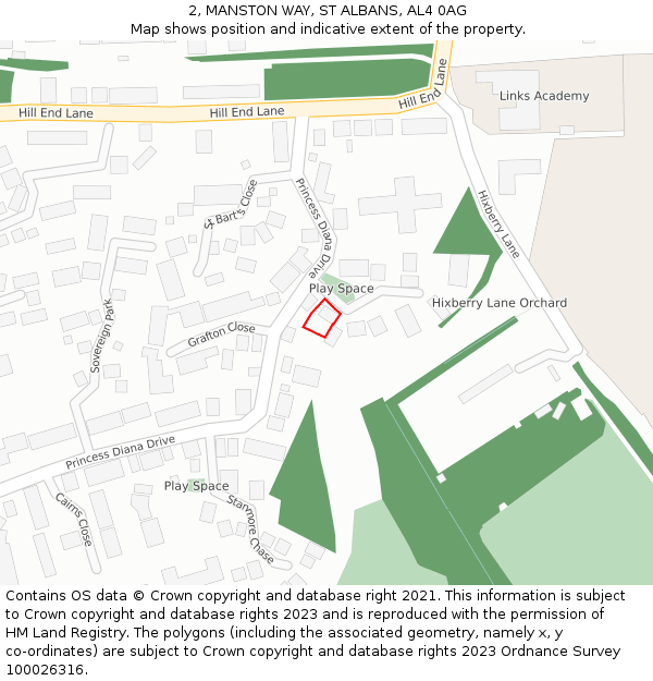 2, MANSTON WAY, ST ALBANS, AL4 0AG: Location map and indicative extent of plot