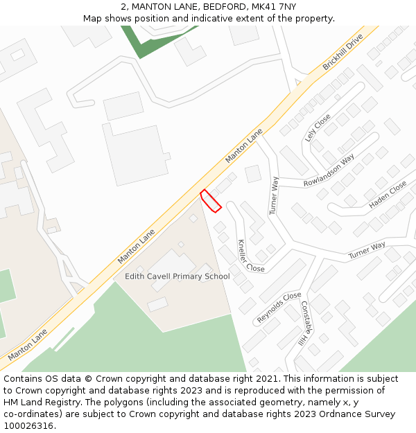 2, MANTON LANE, BEDFORD, MK41 7NY: Location map and indicative extent of plot