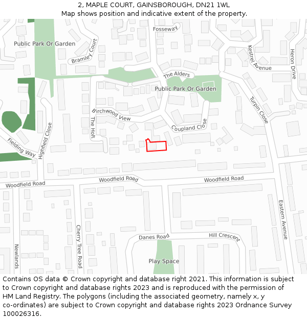 2, MAPLE COURT, GAINSBOROUGH, DN21 1WL: Location map and indicative extent of plot