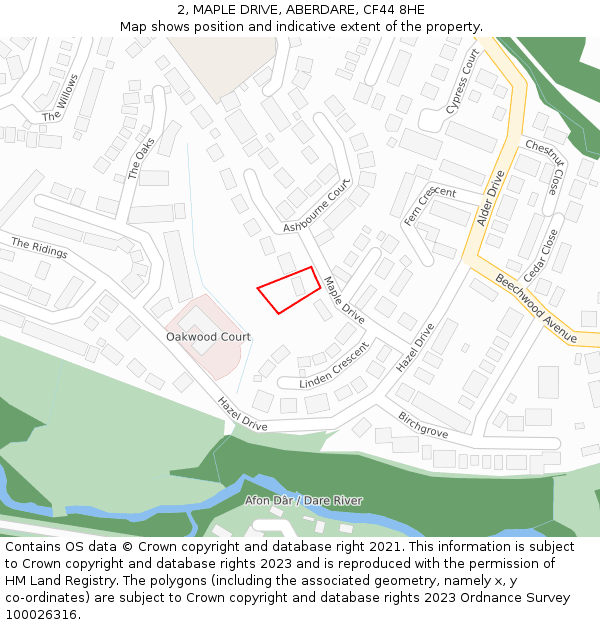 2, MAPLE DRIVE, ABERDARE, CF44 8HE: Location map and indicative extent of plot