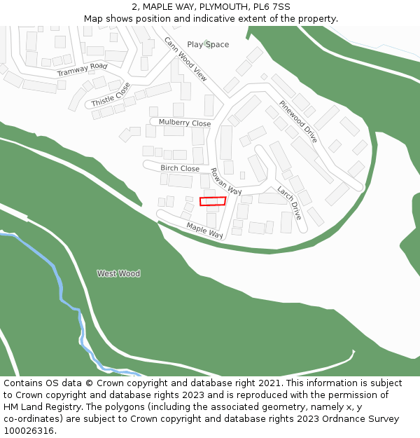 2, MAPLE WAY, PLYMOUTH, PL6 7SS: Location map and indicative extent of plot