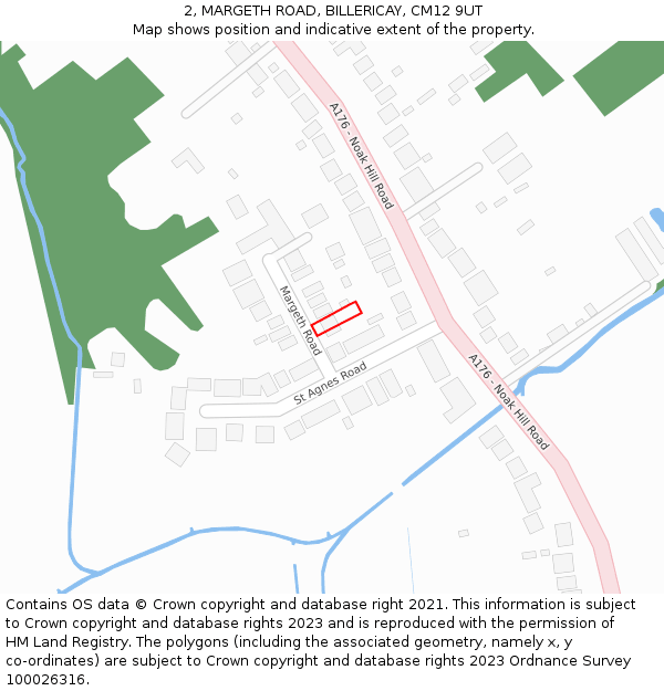 2, MARGETH ROAD, BILLERICAY, CM12 9UT: Location map and indicative extent of plot