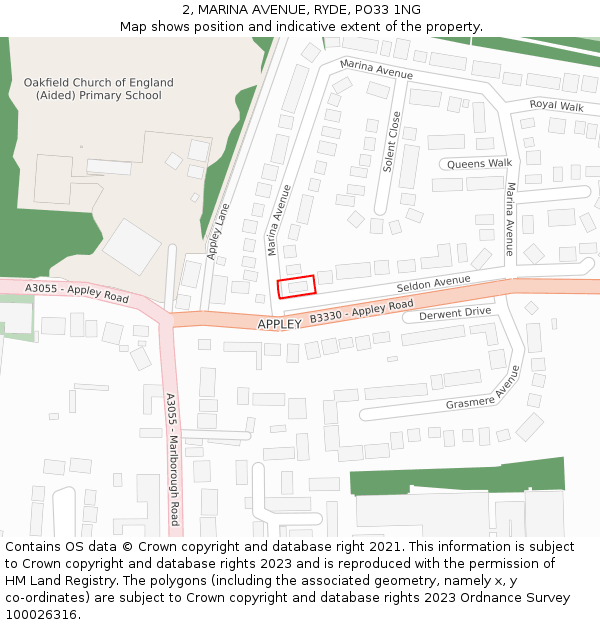 2, MARINA AVENUE, RYDE, PO33 1NG: Location map and indicative extent of plot