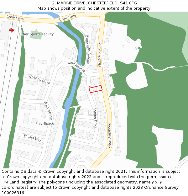 2, MARINE DRIVE, CHESTERFIELD, S41 0FG: Location map and indicative extent of plot