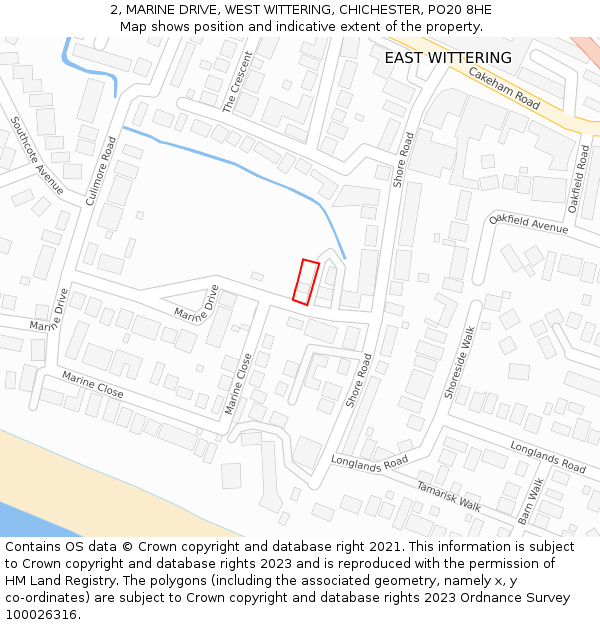 2, MARINE DRIVE, WEST WITTERING, CHICHESTER, PO20 8HE: Location map and indicative extent of plot