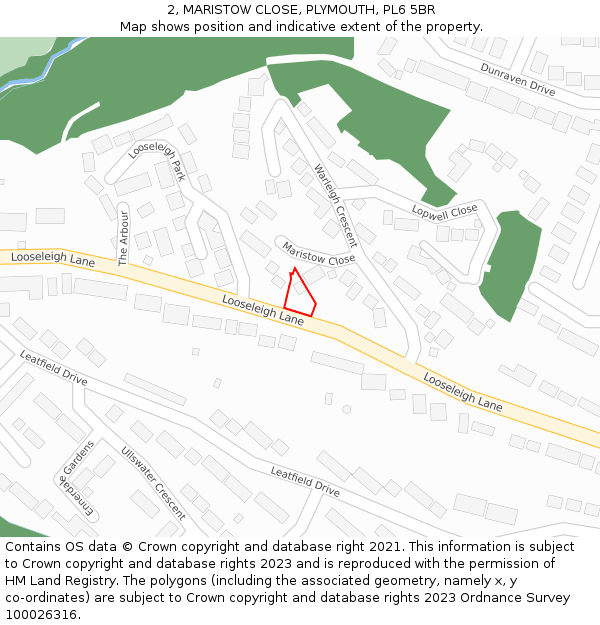 2, MARISTOW CLOSE, PLYMOUTH, PL6 5BR: Location map and indicative extent of plot