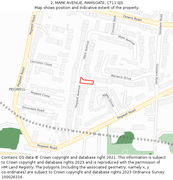 2, MARK AVENUE, RAMSGATE, CT11 0JS: Location map and indicative extent of plot