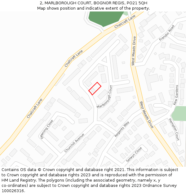 2, MARLBOROUGH COURT, BOGNOR REGIS, PO21 5QH: Location map and indicative extent of plot