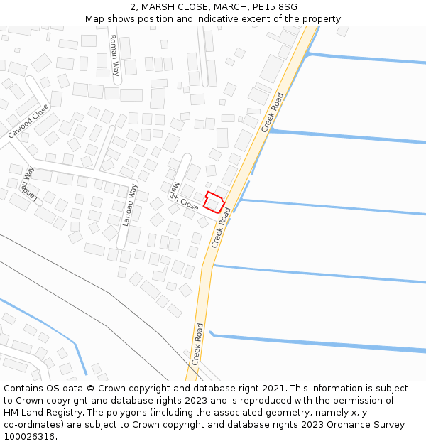 2, MARSH CLOSE, MARCH, PE15 8SG: Location map and indicative extent of plot