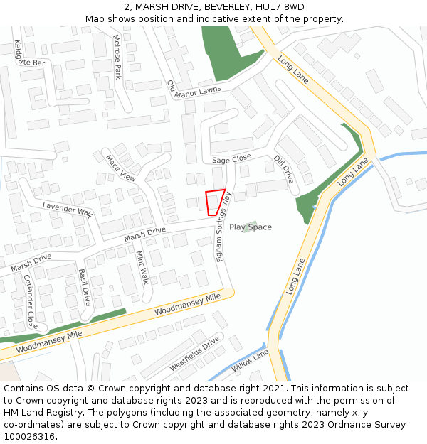 2, MARSH DRIVE, BEVERLEY, HU17 8WD: Location map and indicative extent of plot