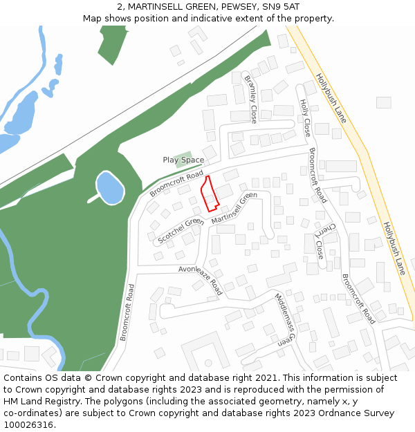 2, MARTINSELL GREEN, PEWSEY, SN9 5AT: Location map and indicative extent of plot