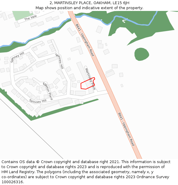 2, MARTINSLEY PLACE, OAKHAM, LE15 6JH: Location map and indicative extent of plot