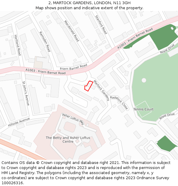 2, MARTOCK GARDENS, LONDON, N11 3GH: Location map and indicative extent of plot